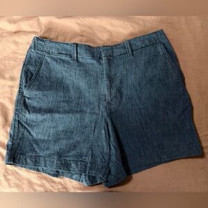 Lands End Women's Elastic Back Classic 5 inch Chambray Shorts